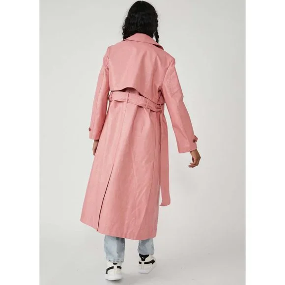 🎉LAST CHANCE🎉 NWT Free People Morrison Vegan Trench / Pink - Picture 3 of 6